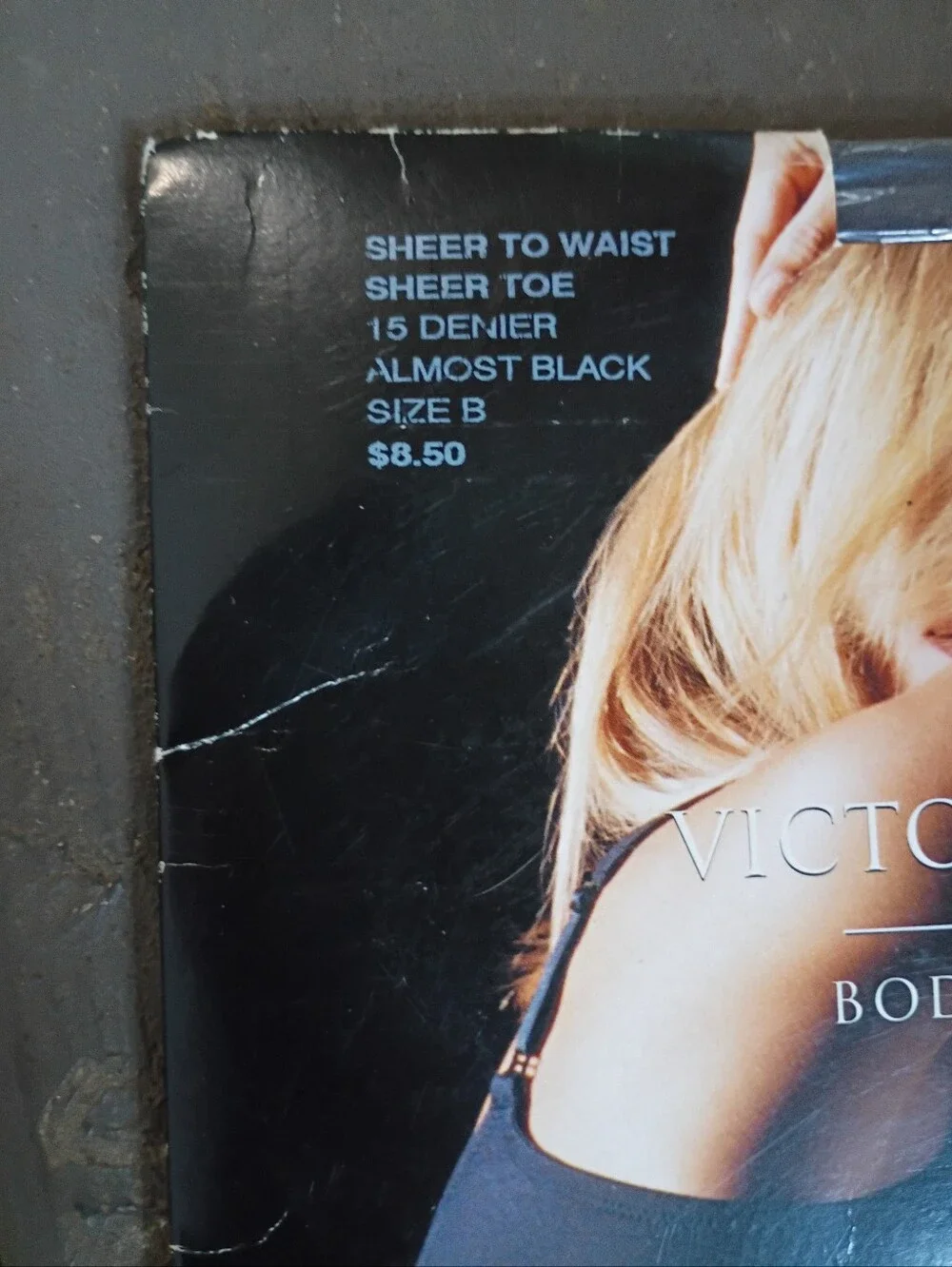 Body By Victoria's Secret Vintage Almost Black Sheer Waist-Toe Pantyhose Size B